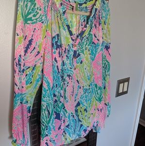 Lilly Pullitzer XL Elsa Silk Top in Let's Cha Cha